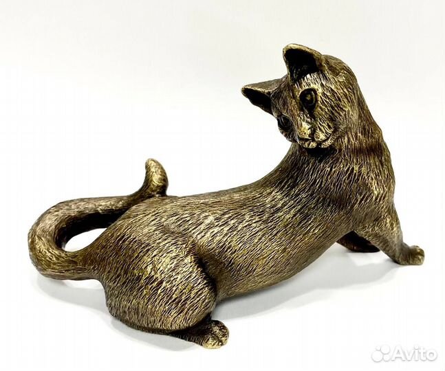 Кот. Кошка. Бронза. Камень змеевик