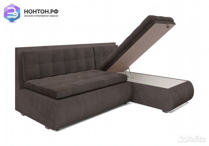 Угловой диван дельфин Кормак микровельвет коричнев