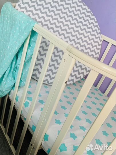 Кроватка трансформер,матрас овальный,круглый