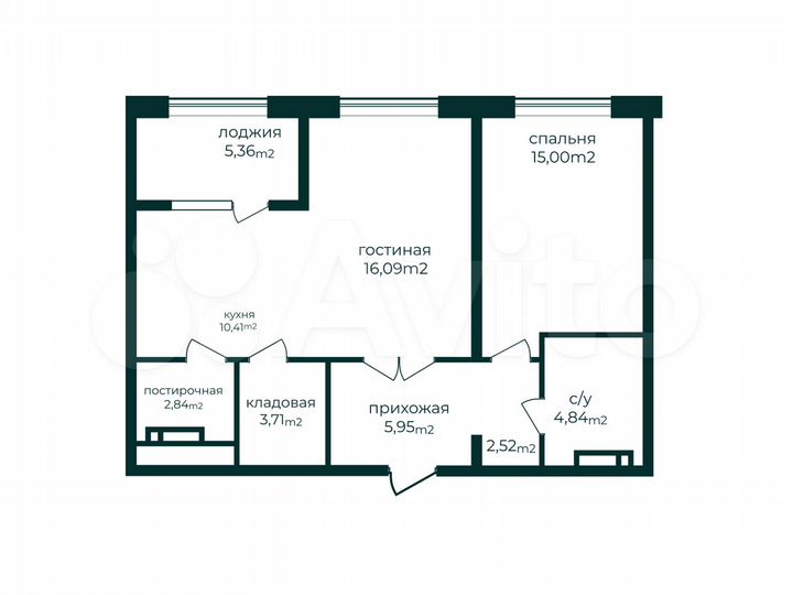 2-к. квартира, 66,7 м², 15/16 эт.