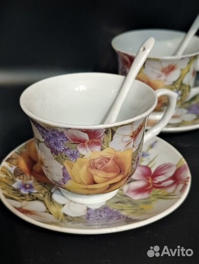 Чайная пара с ложечкой best home porcelain