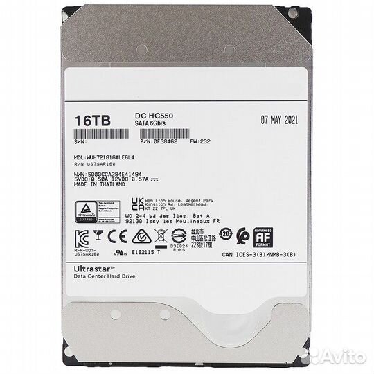 Жесткий диск Western Digital Ultrastar HC550 16tb