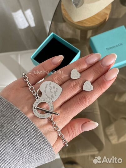 Браслет серьги tiffany сталь цвет серебро