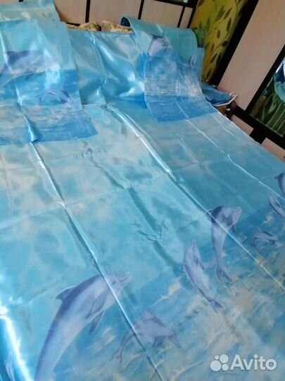 Комплект атласного постельного белья евро, Турция