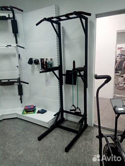 Напольный турник + брусья + пресс (черный), стойка
