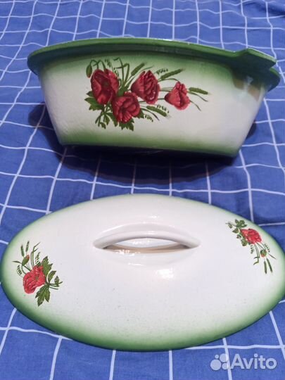 Эмалированная, чугунная утятница СССР