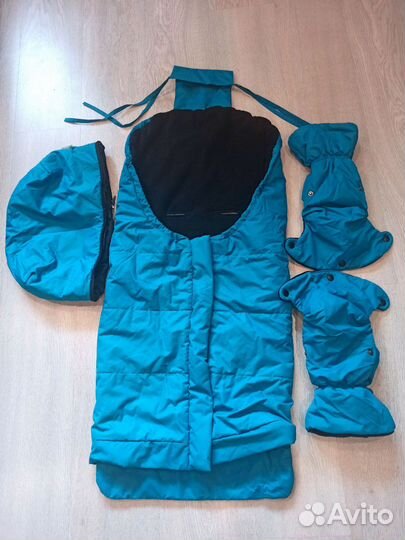 Растущий конверт зимний Leokid и муфты-варежки