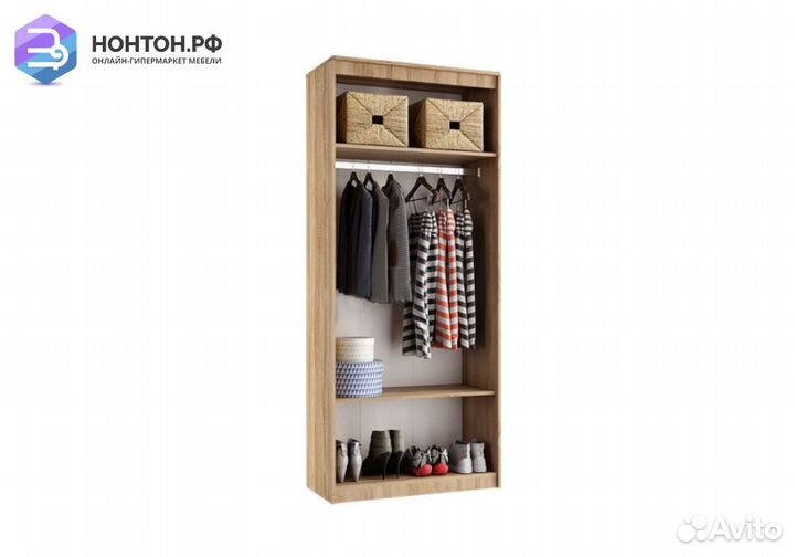 Шкаф Терра 2-х створчатый бетон темный / дуб соном