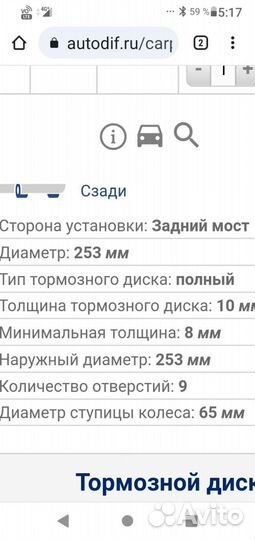 Диски тормозные задний