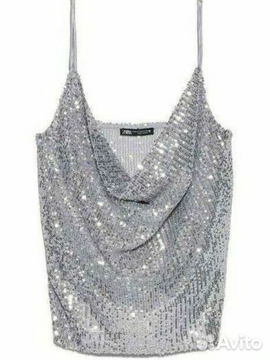 Топ металлик тренд пайетками zara hm