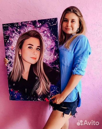 Портрет по фото на холсте, шарж, дрим арт