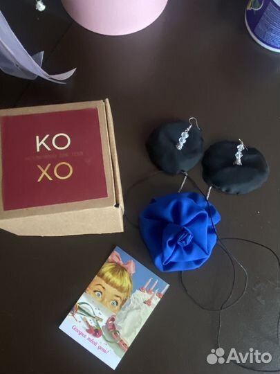 Чокер цветок на шею и серьги набор бренд