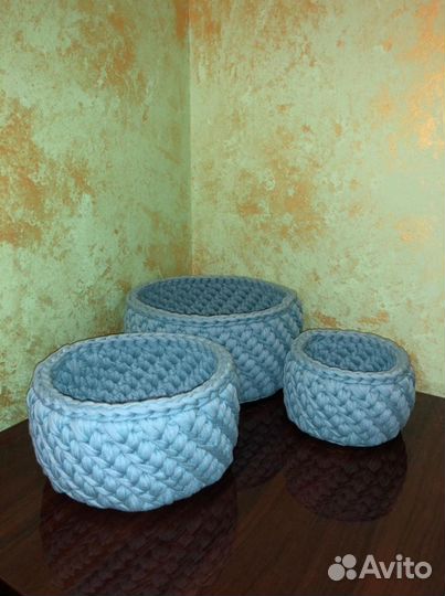 Корзинка из трикотажной пряжи