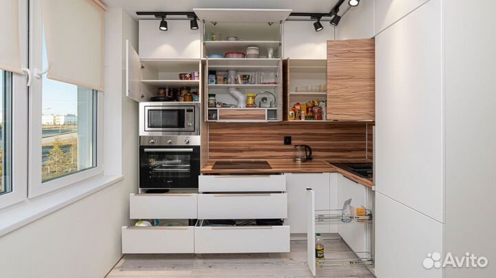 Кухонный гарнитур Бригантина угловая и прямая