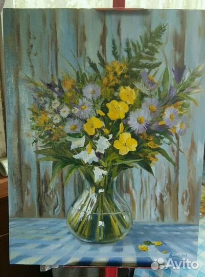 Картина Летний букет маслом, на холсте