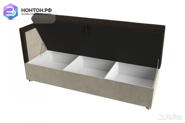 Детский диван Дюна микровельвет коричневый / бежев