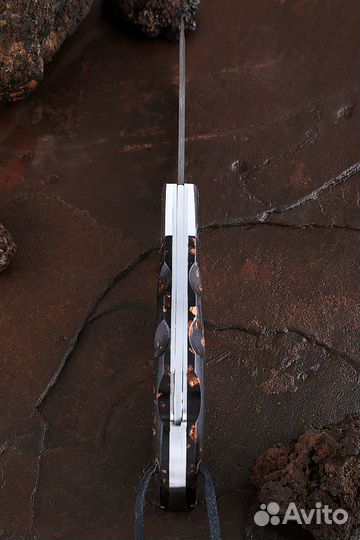 Нож Беркут складной Х12мф дюраль акрил коричневый