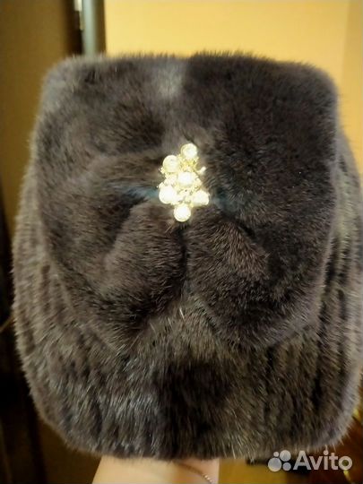 Шапка норковая вязанная,новая Ninel