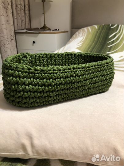 Вязаная корзинка, органайзер для косметики