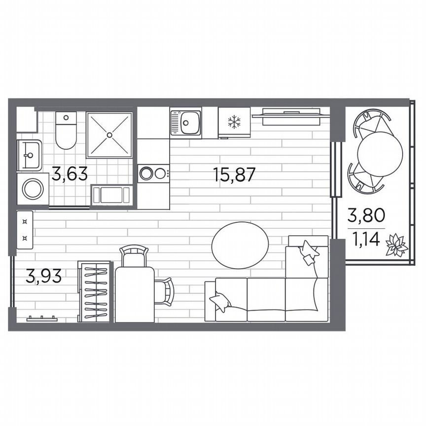 Квартира-студия, 24,6 м², 5/5 эт.