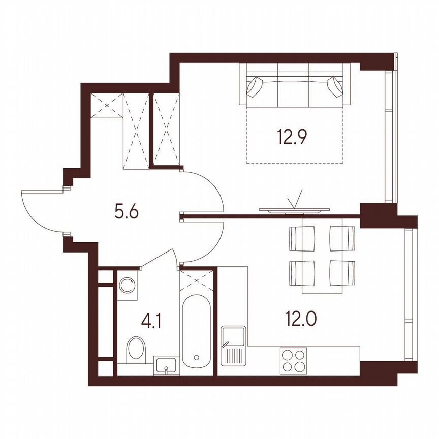 1-к. квартира, 34,6 м², 17/23 эт.