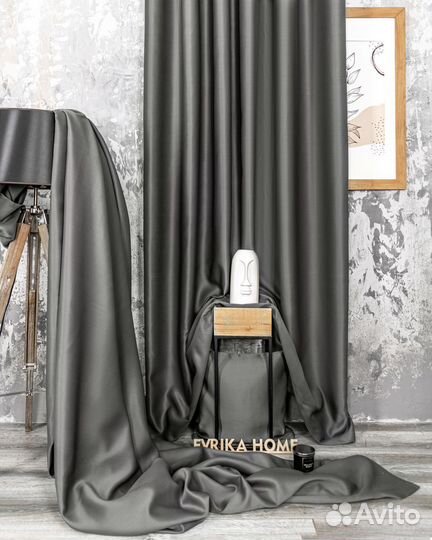 Шторы блэкаут Амадео графит новые пошив