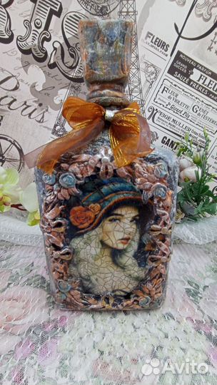 Декоративные бутылки лепнина под старину