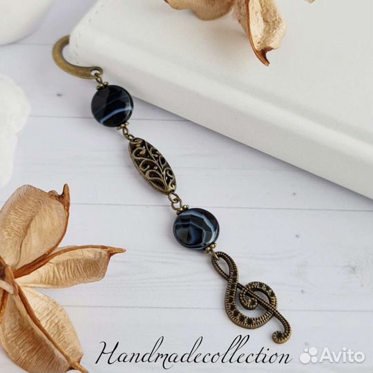 Закладка для книг с натур.агатами 