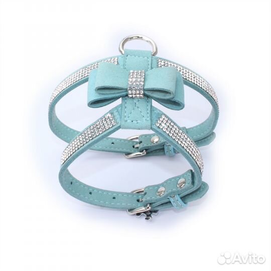 Шлейка для собак мелких пород со стразами с бантом