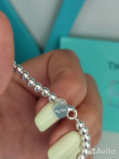 Серебряный браслет Tiffany с бирюзовым сердцем