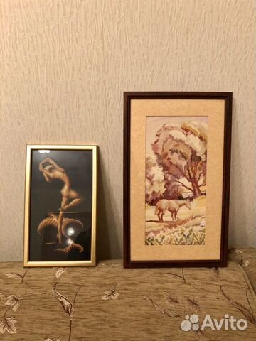 Вышивка крестиком, картины в рамах