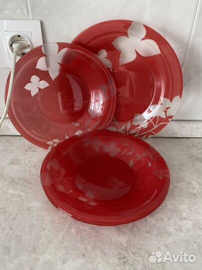 4 тарелки, блюдо для микроволновки