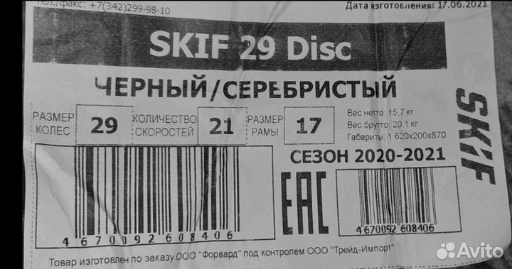 Велосипед Skif 29 Disc 2021, черный/серебристый