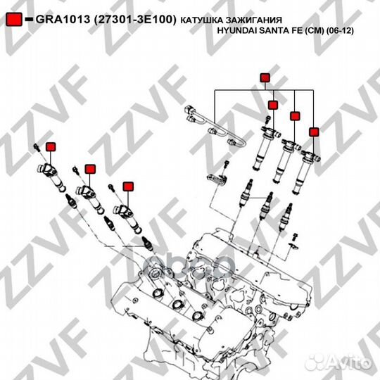 Катушка зажигания hyundai santa FE (CM) (06-12)