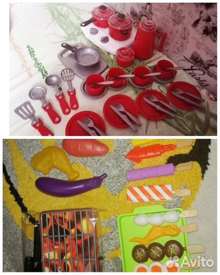 Посудка игровая с плитой в чемодане и набор гриль