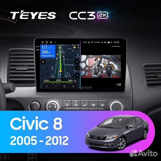 Магнитола teyes CC3 2K 4\32 Honda Civic 2005 - 201