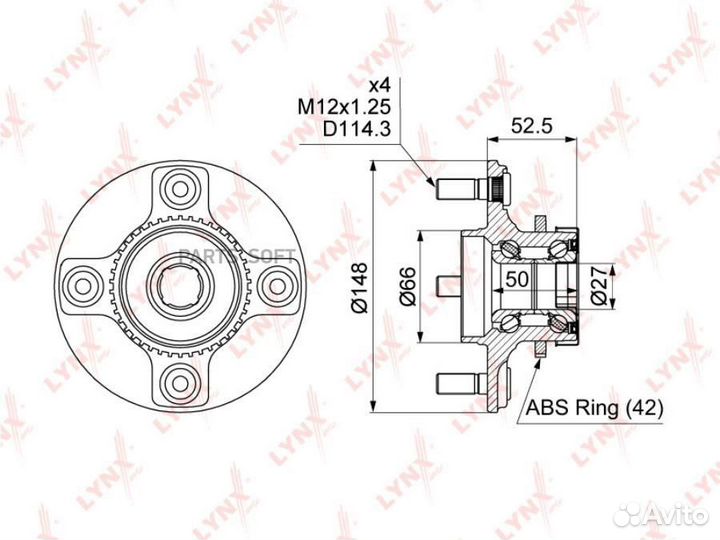 Lynxauto WH1458 Ступица колеса зад прав/лев