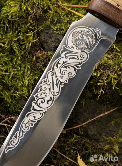 Нож охотничий Лев с гравировкой Златоустовский