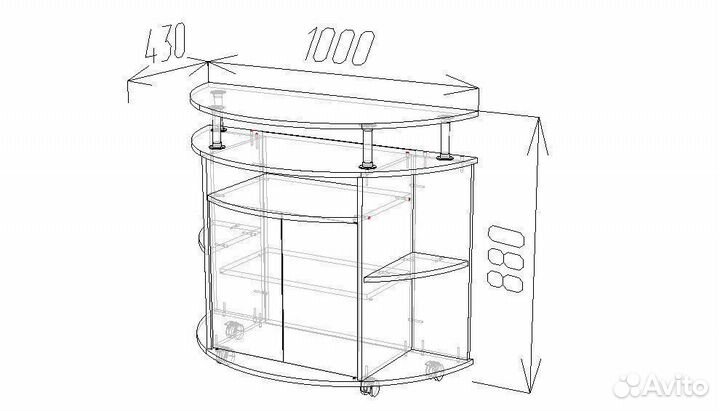 Тумба под телевизор тв-7 со стеклом