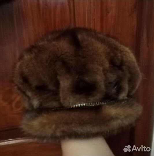 Шапка-кепка женская норковая, б/у