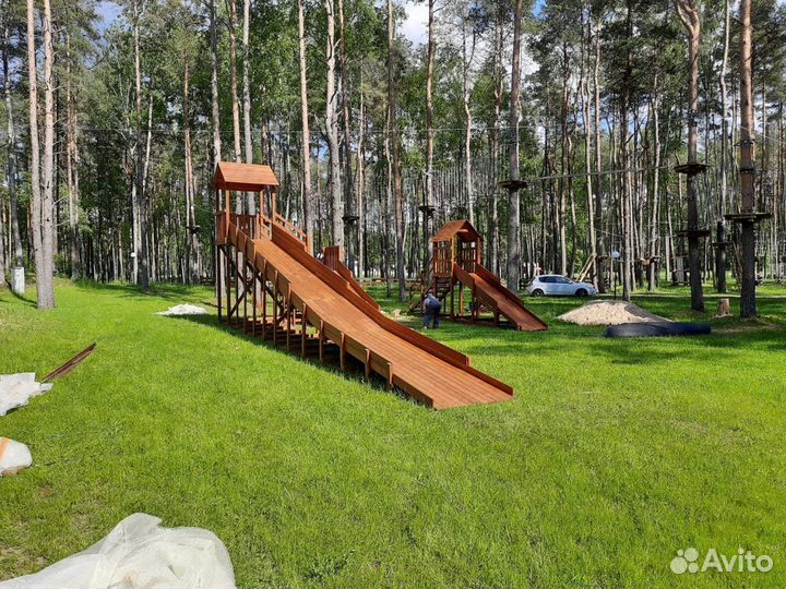 Зимняя горка, деревянная горка