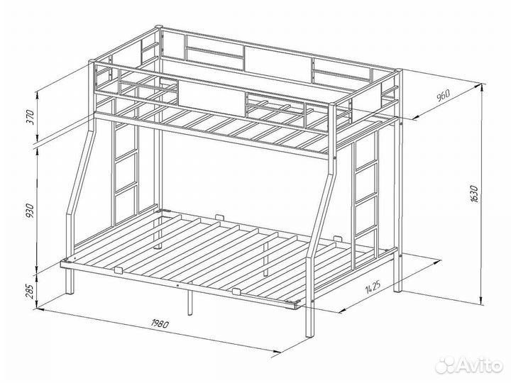 Кровать двухъярусная «Гранада 140» ак