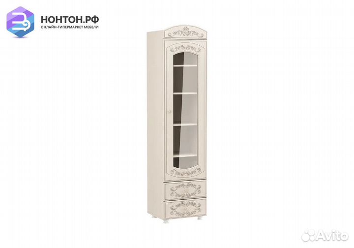 Витрина Каролина вудлайн кремовый / сандал белый