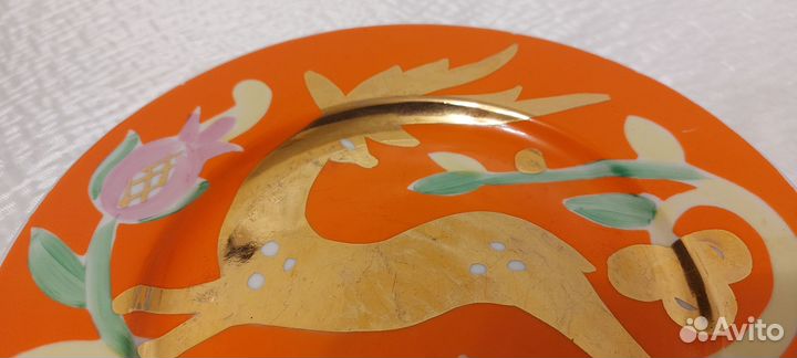Тарелка Золотой олень. Дулево