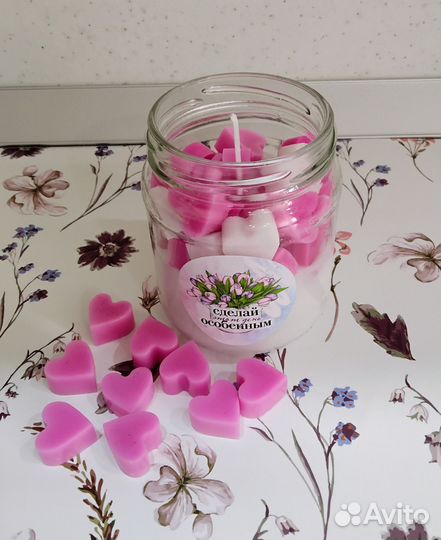 Свеча Сердца ручной работы