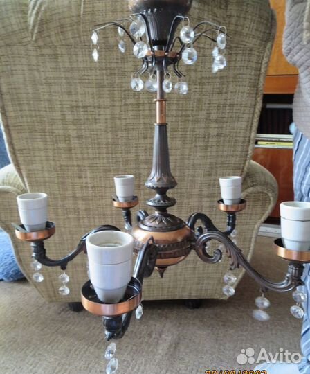 Люстра из СССР 5-ти рожковая, бронза