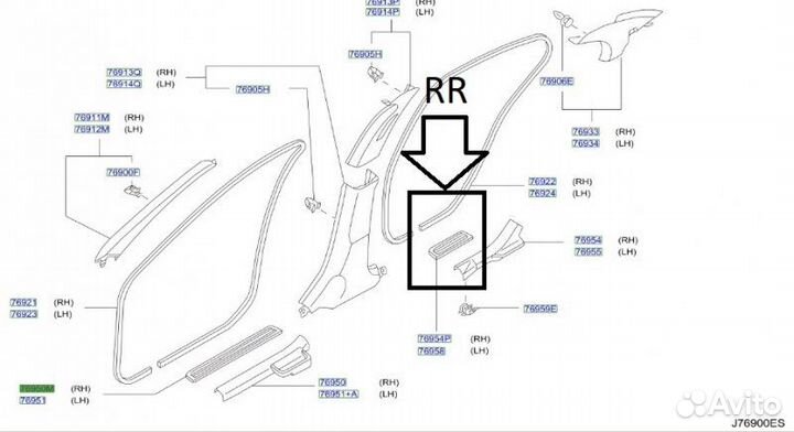Накладка порога салона задняя правая Nissan Almera