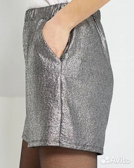 Kiabi шорты чёрные серые с люрексом размеры 42-46