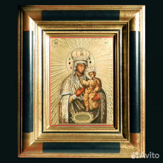 Золотая Богородица с младенцем Черниговская икона
