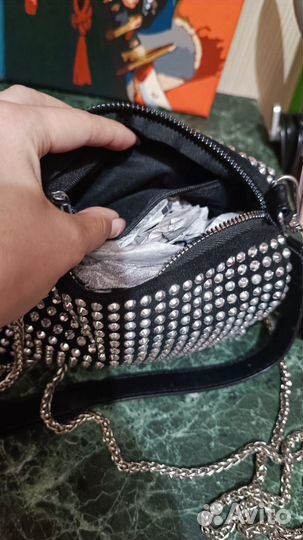 Сумка клатч женская чёрная стразы
